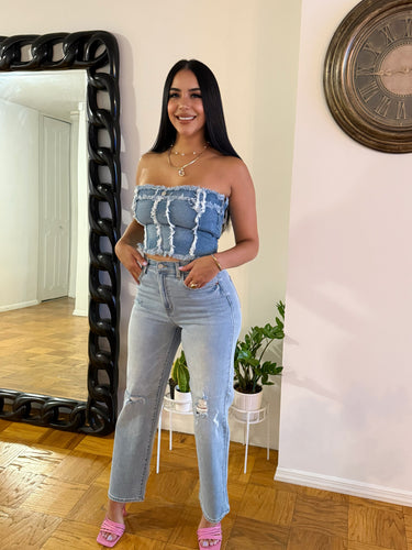 Denim tube top