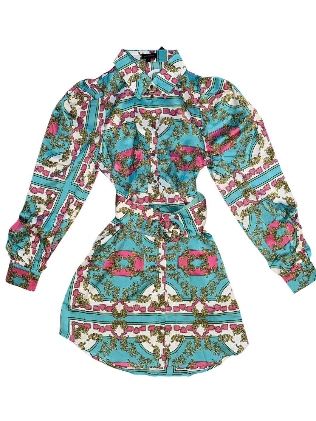 Satin Print Blouse Dress