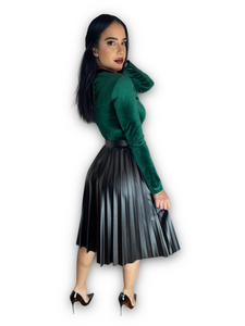 Pleated Leather Skirt